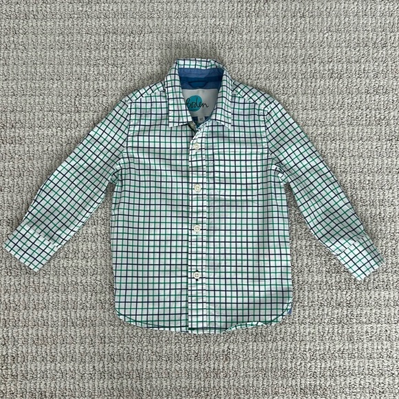 Mini Boden‎ Boys Size 2-3 Button Up Dress Shirt EUC - Picture 1 of 4